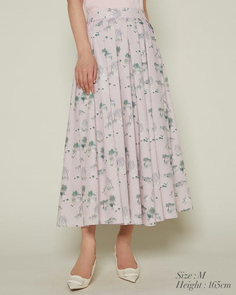 seventen スワンプリントスカート 極美品！ 30％off】スワンプリントスカート(サックス) - seventen