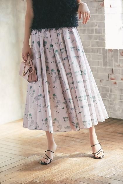 【20％off】スワンプリントスカート(ライトピンク)