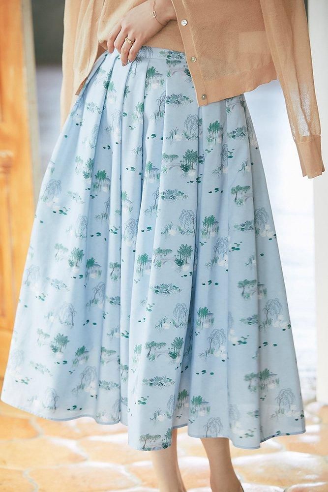 30%off】スワンプリントスカート(サックス) - seventen 30%off】スワンプリントスカート(サックス) - seventen