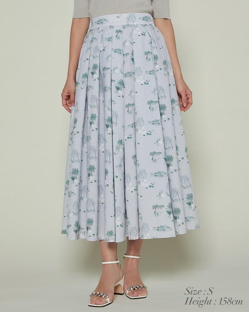 swan patternペンシルスカート(S WHITE): BOTTOM