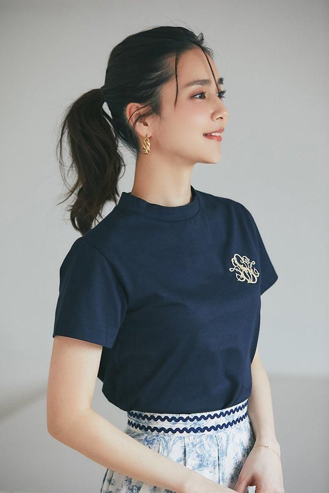流行り の ブランド  SVT刺繍Tシャツ(ネイビー) - seventen Tシャツ(半袖/袖なし)