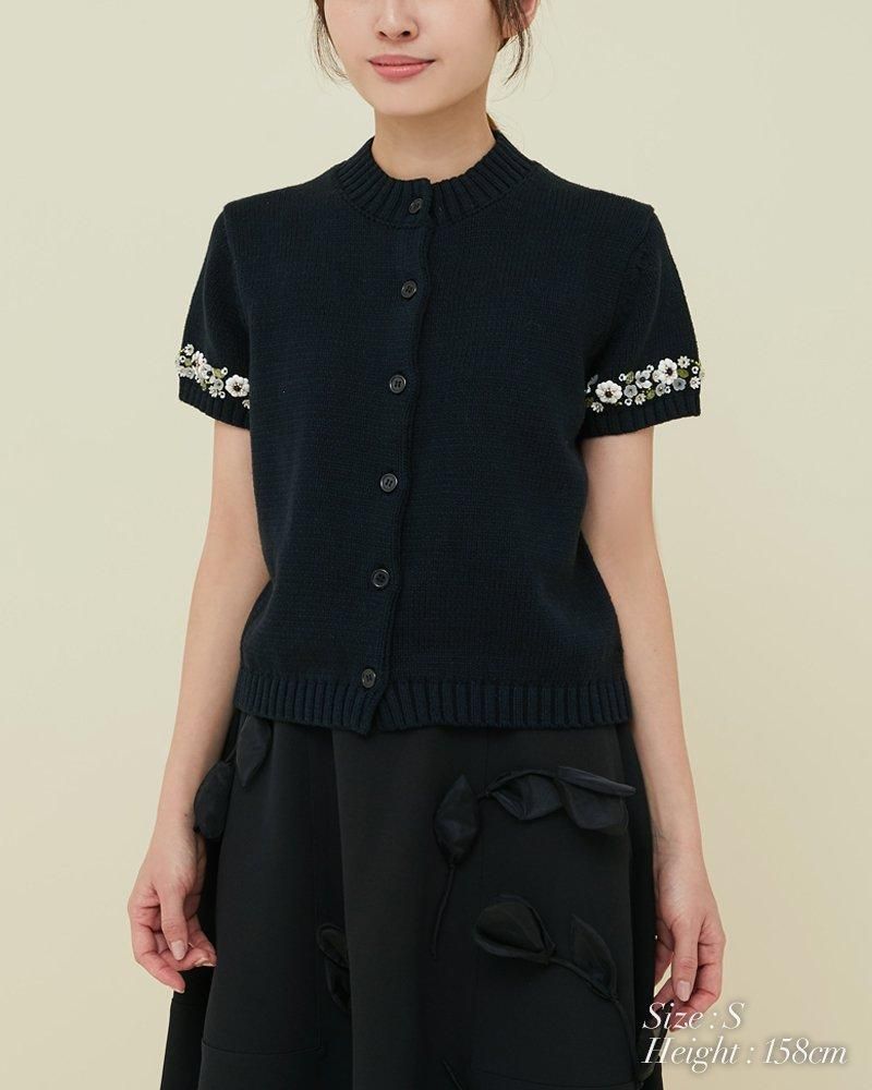 10%off】ビジューショートスリーブカーディガン(ベージュ 10%off】ビジューショートスリーブカーディガン(ベージュ