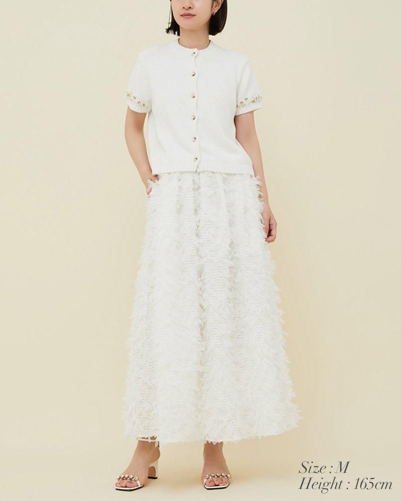 10％off】ビジューショートスリーブカーディガン(ベージュ