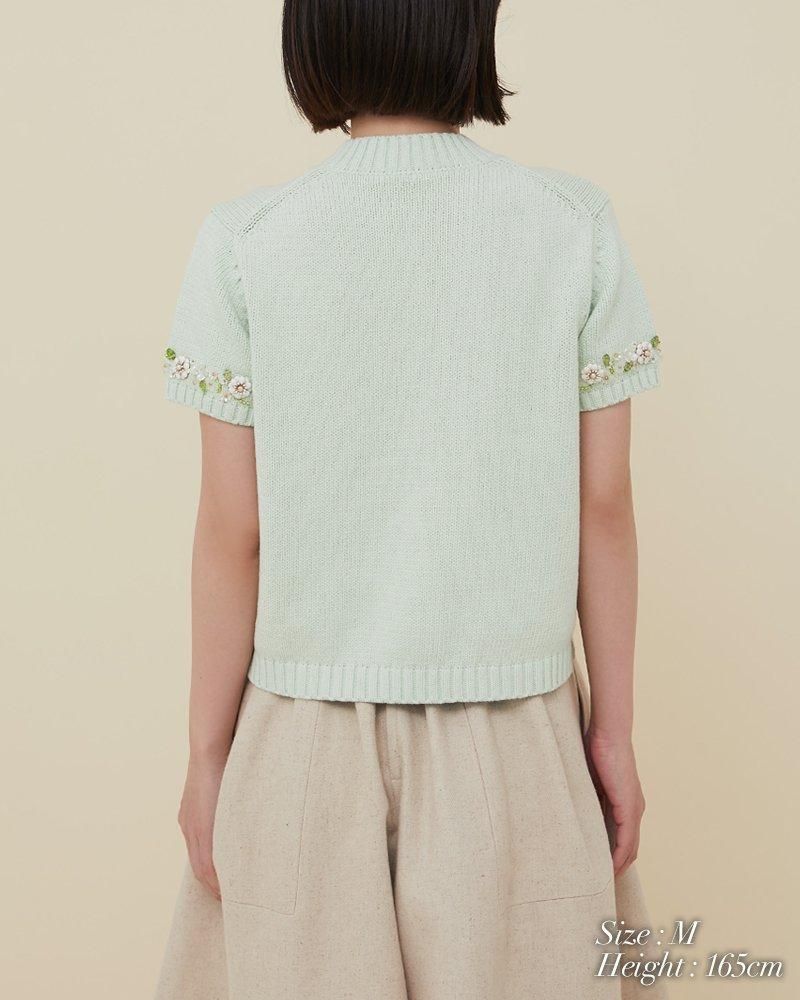 10%off】ビジューショートスリーブカーディガン(ベージュ 10%off】ビジューショートスリーブカーディガン(ベージュ