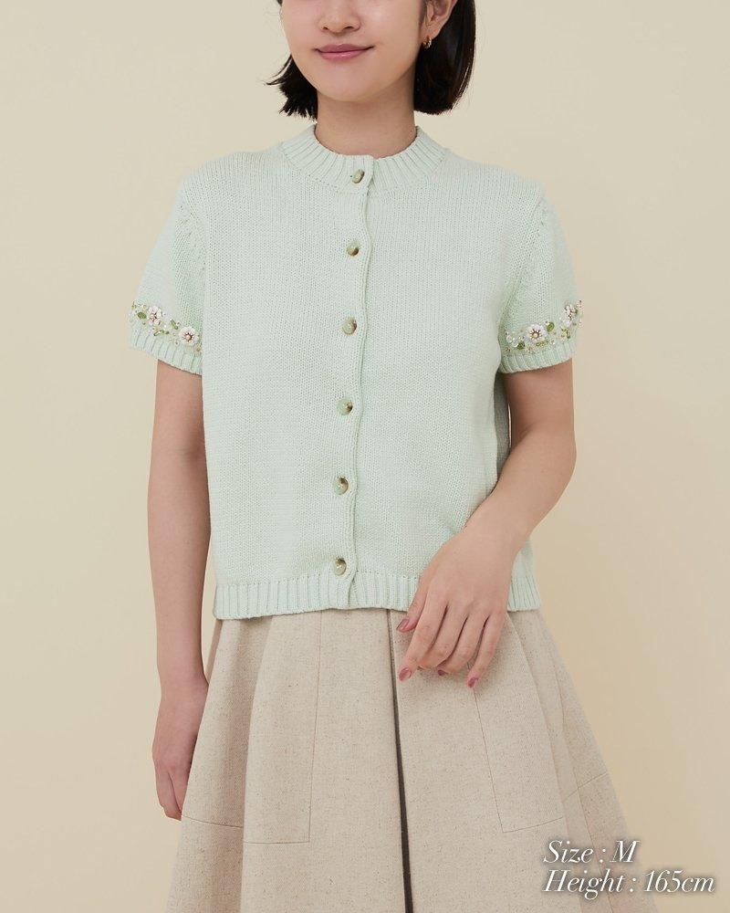 10％off】ビジューショートスリーブカーディガン(ブラック
