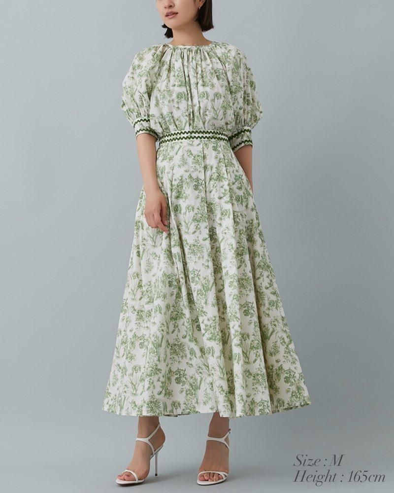 トワルドジュイプリントスカート(グリーン) - seventen