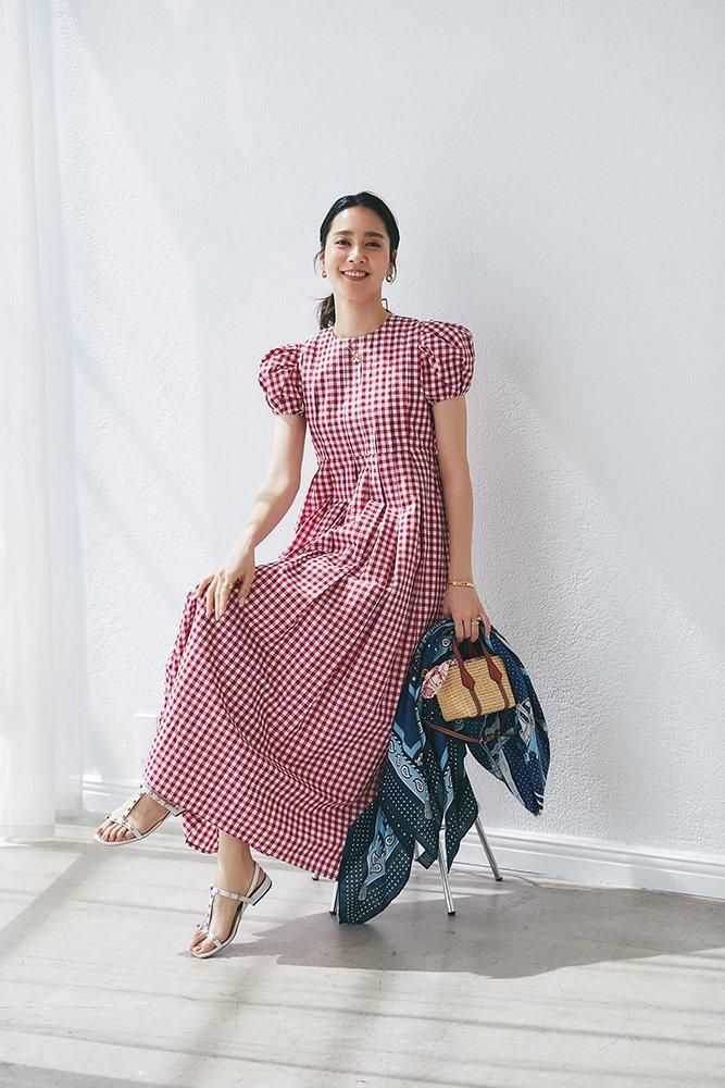 Seventen セブンテン ボックスタックマキシワンピース(レッドギンガム