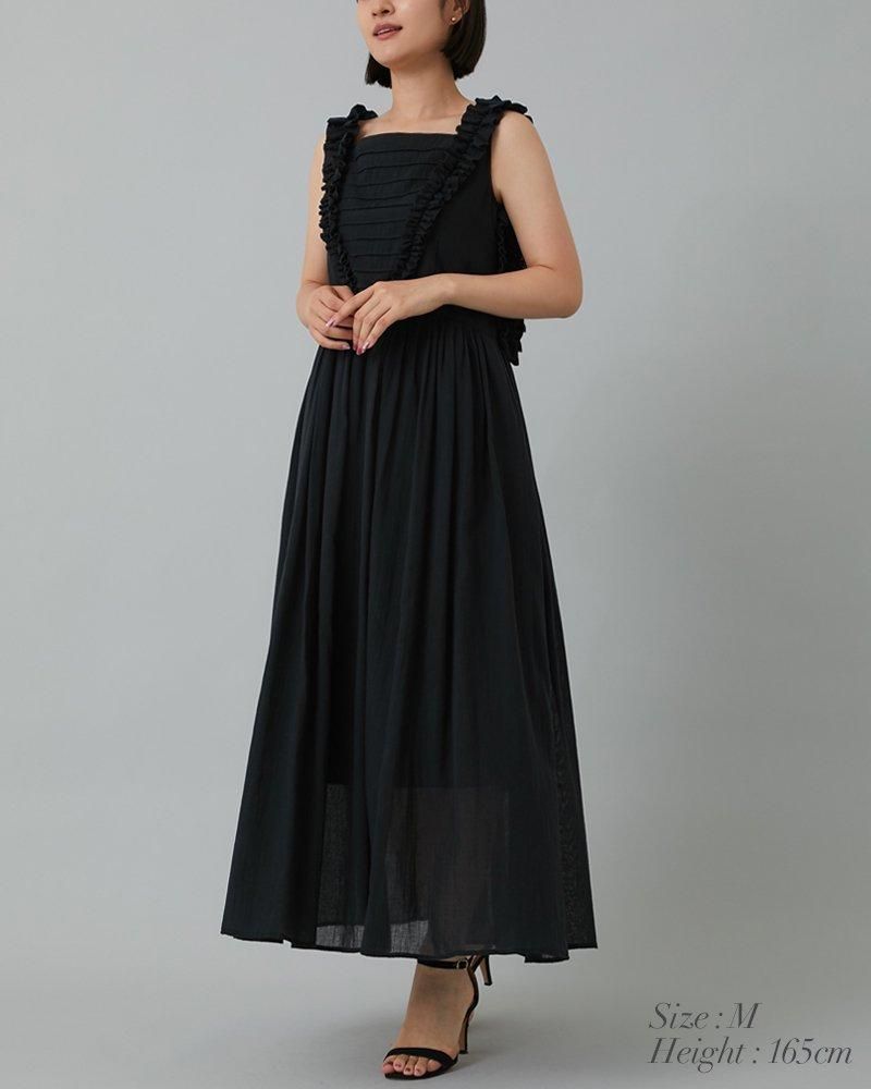 10％off】コットンフリル2WAYワンピース(ブラック) - seventen