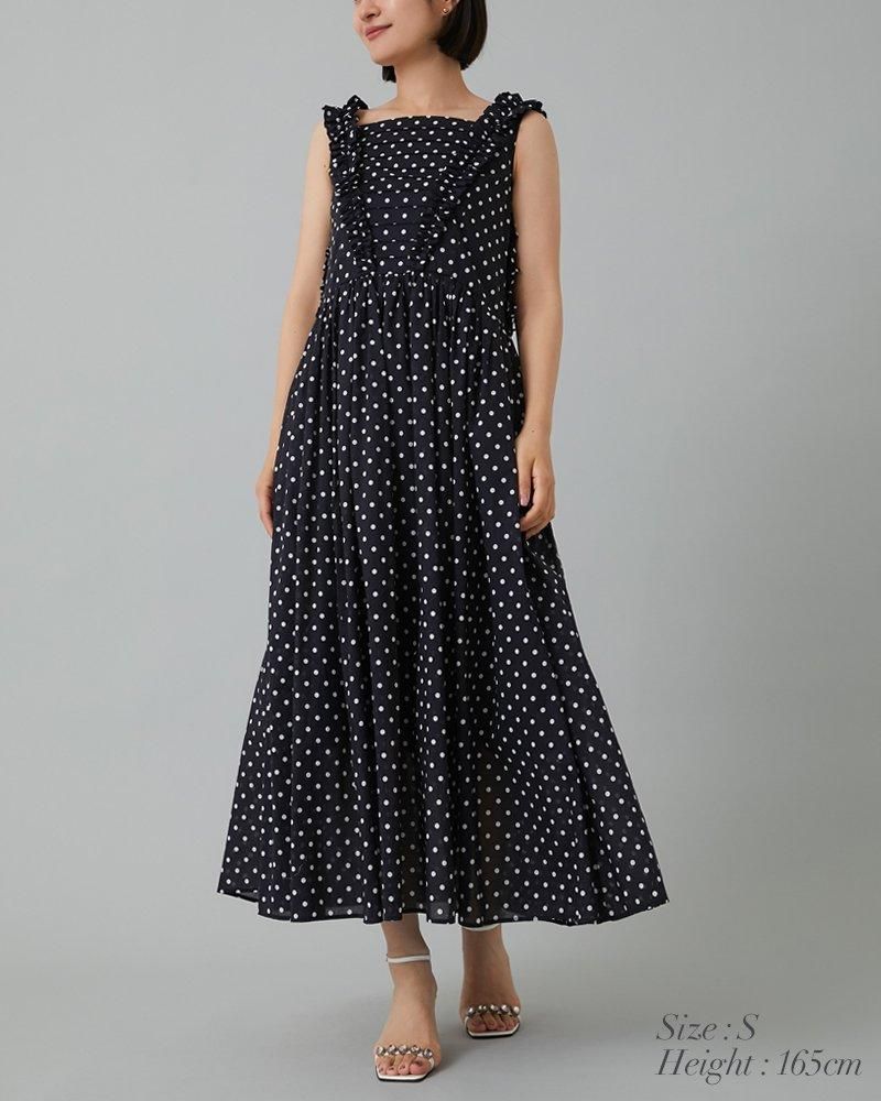 完売 seventen コットンフリル2WAYワンピース(アイボリードット) 10％off】コットンフリル2WAYワンピース(アイボリードット