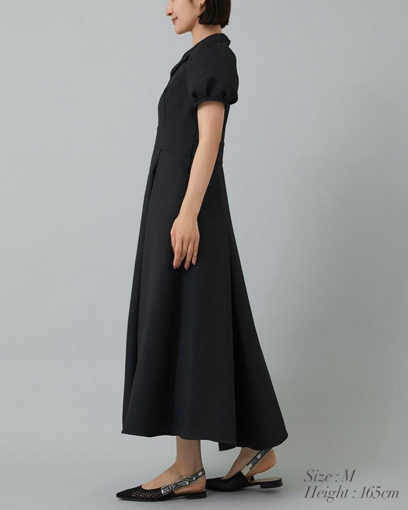 新品】seventen オープンネッククラシックワンピース ブラック