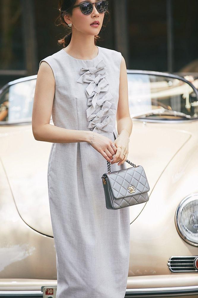 【美品】seventen♡フロントリボンコクーンワンピーワンピース(グレー） フロントリボンコクーンワンピース(グレー) - seventen