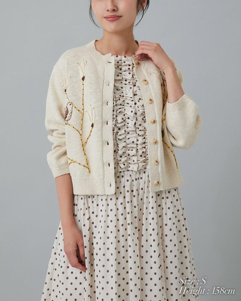 30%off】花鳥モチーフカーディガン(アイボリー) - seventen 30%off】花鳥モチーフカーディガン(アイボリー) - seventen