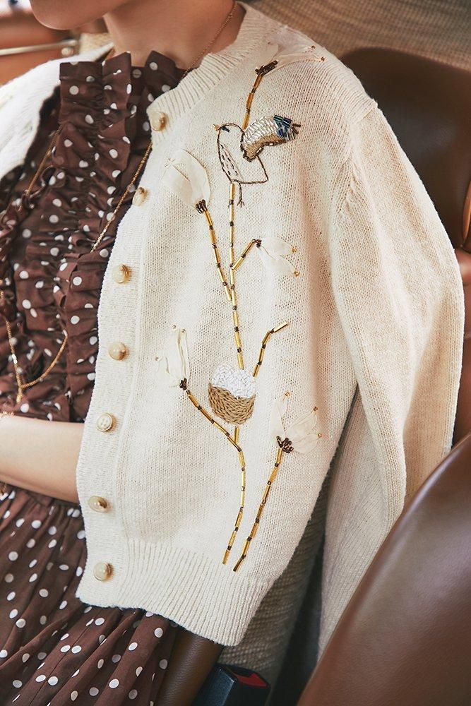 30%off】花鳥モチーフカーディガン(アイボリー) - seventen 30%off】花鳥モチーフカーディガン(アイボリー) - seventen
