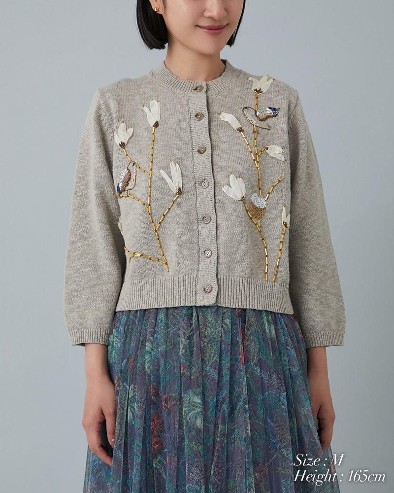 30%off】花鳥モチーフカーディガン(アイボリー) - seventen 30%off】花鳥モチーフカーディガン(アイボリー) - seventen