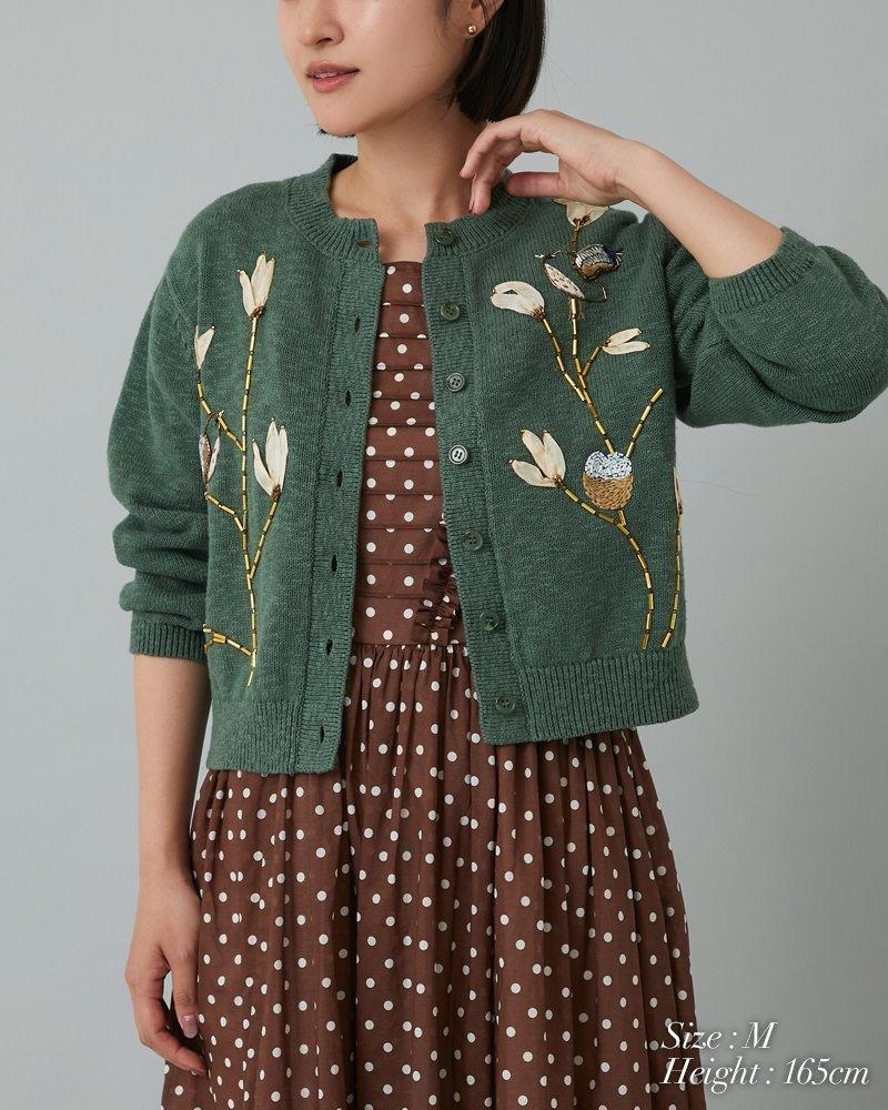 30%off】花鳥モチーフカーディガン(アイボリー) - seventen 30%off】花鳥モチーフカーディガン(アイボリー) - seventen