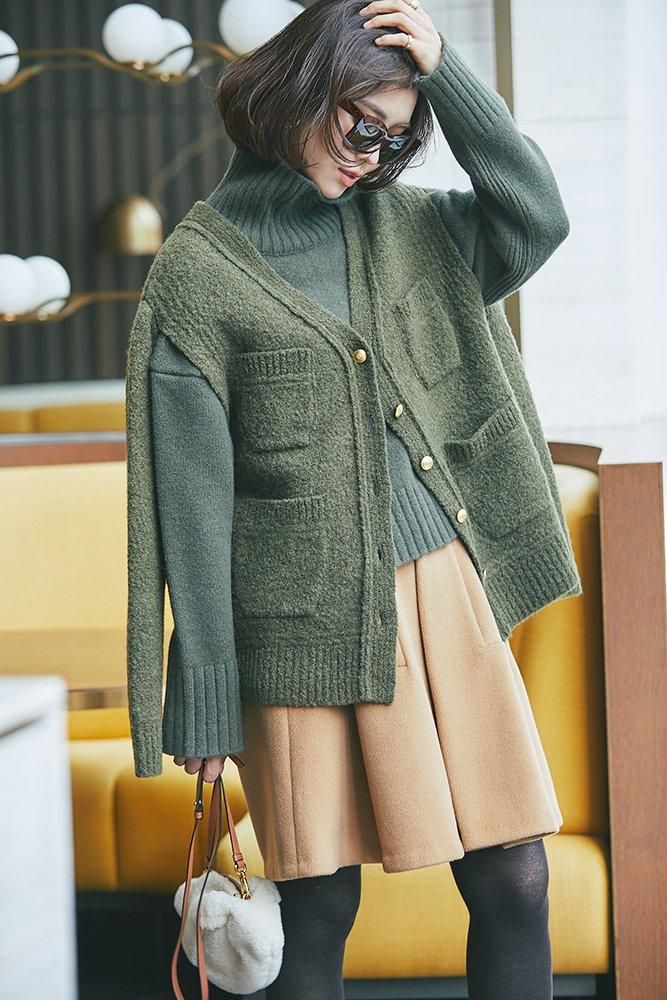 30%off】2WAYメルトンウールカーディガン(カーキ) - seventen 30%off】2WAYメルトンウールカーディガン(カーキ) - seventen