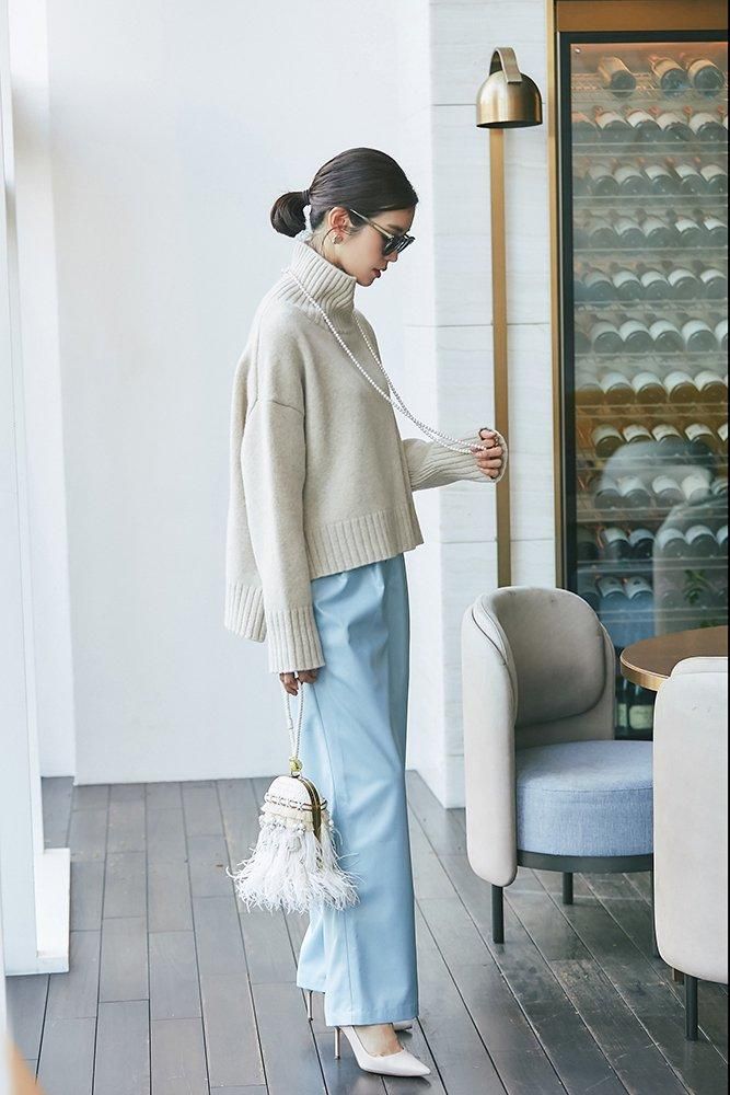 ベーシックタートルニットプルオーバー(エクリュ) - seventen