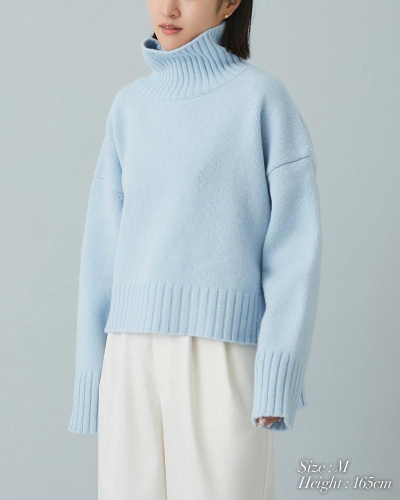 ベーシックタートルニットプルオーバー(サックス) - seventen