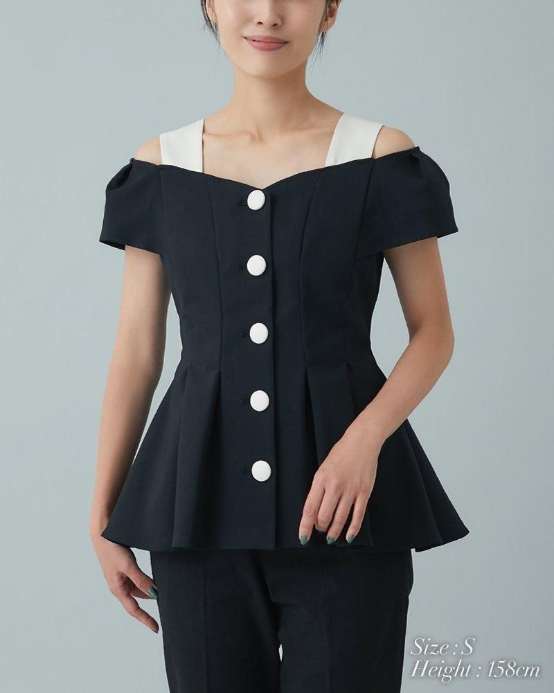 サマーセール ミニグランド バンドル 30％off】ペプラムタックトップス(ブラック) seventen - シャツ+ブラウス(長袖+七分)