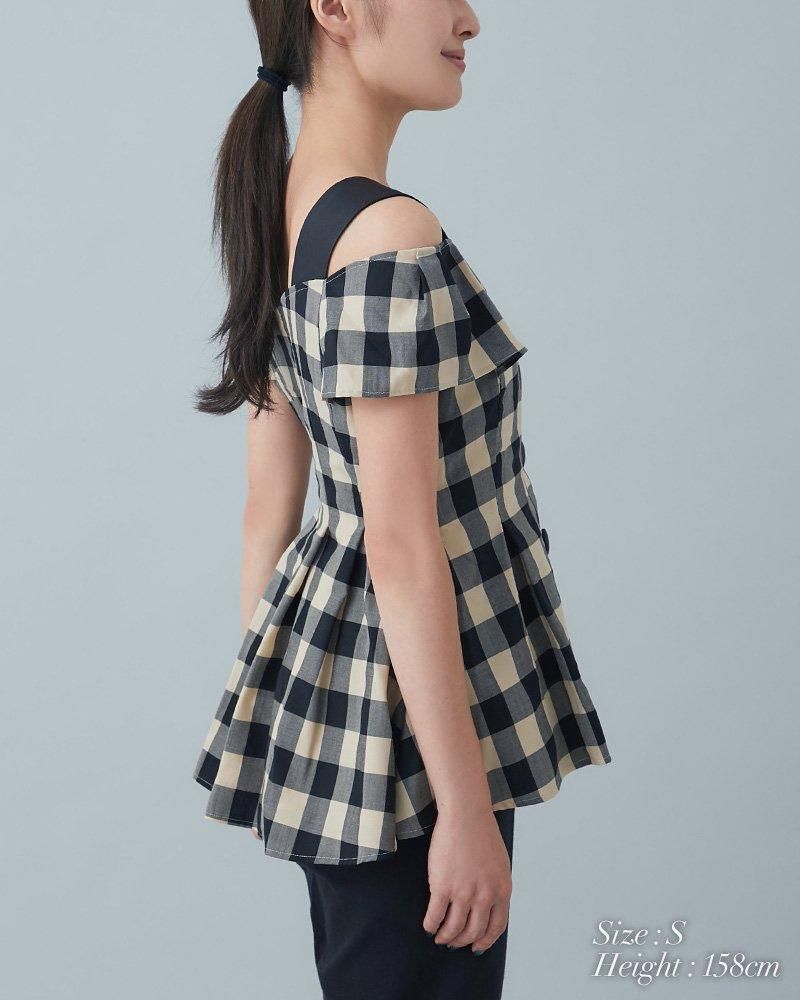 30％off】ペプラムタックトップス(ブラック) - seventen