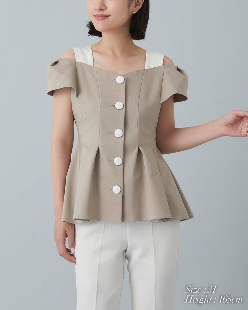 30％off】ペプラムタックトップス(ブラック) - seventen