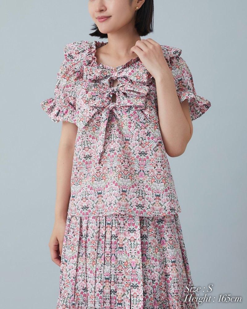 再入荷】バルーンカラープリントブラウス(マルチ) - seventen