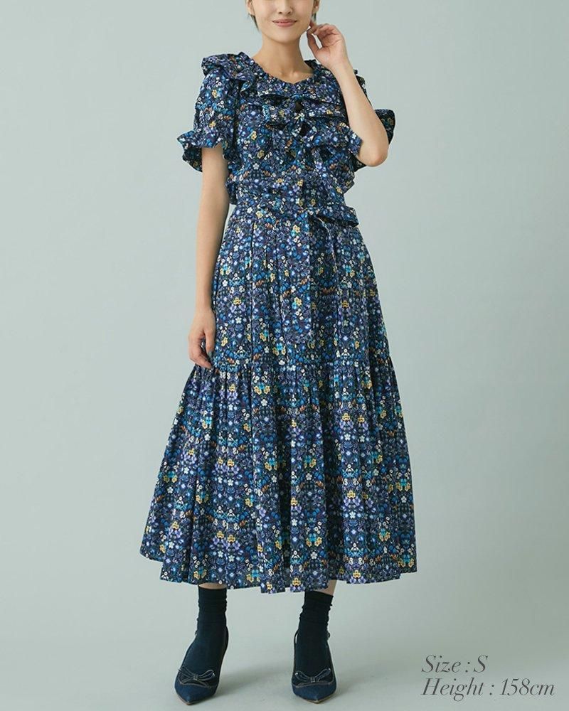 再入荷】バルーンカラープリントブラウス(マルチ) - seventen