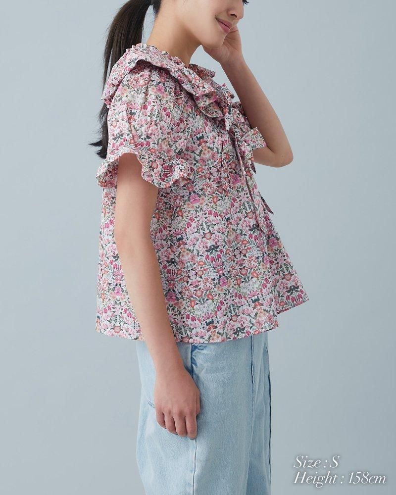 30%off】バルーンカラープリントブラウス(ブルー) - seventen 30%off】バルーンカラープリントブラウス(ブルー) - seventen
