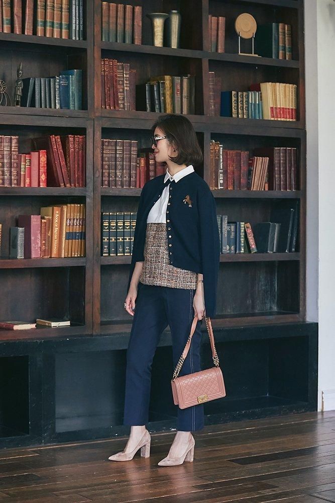 セブンテン★蜂刺繍カーディガン ワンポイント刺繍カーディガン(ホワイト) - seventen