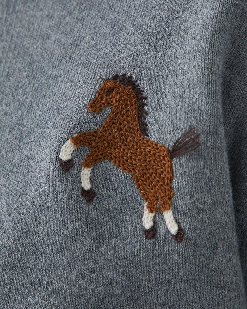 ワンポイント刺繍カーディガン(グレー) - seventen ワンポイント刺繍カーディガン(グレー) - seventen