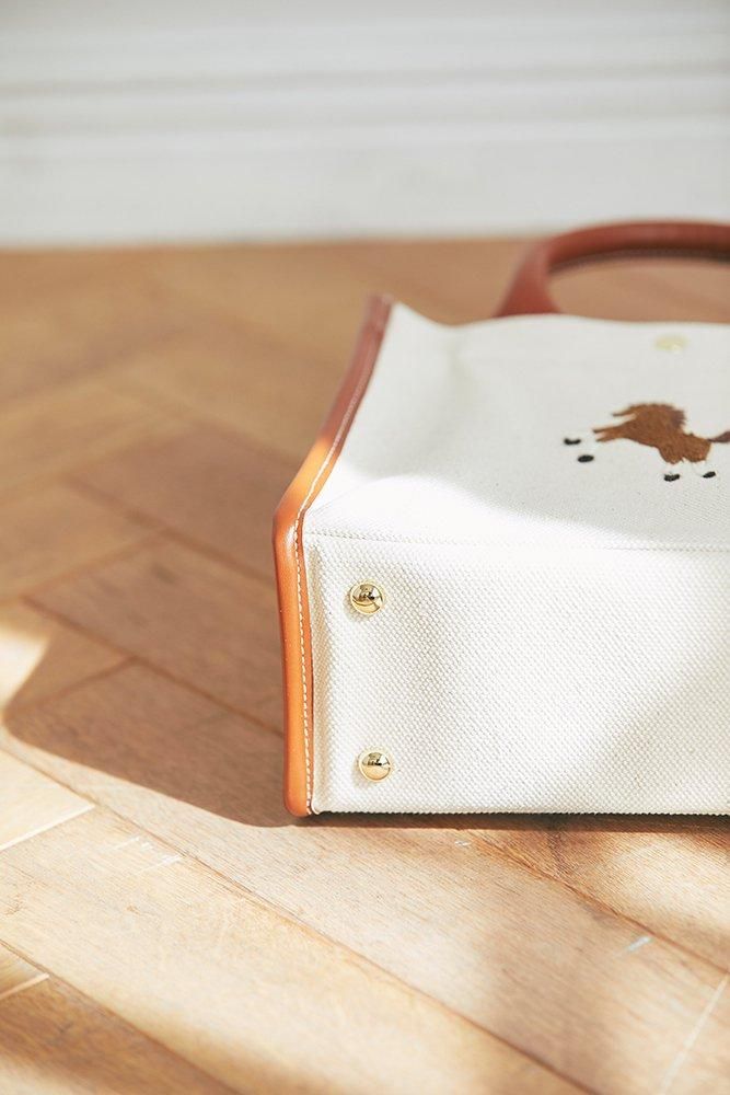 ワンポイント刺繍トートバッグ(オフホワイト/ミニ) - seventen ワンポイント刺繍トートバッグ(オフホワイト/ミニ) - seventen