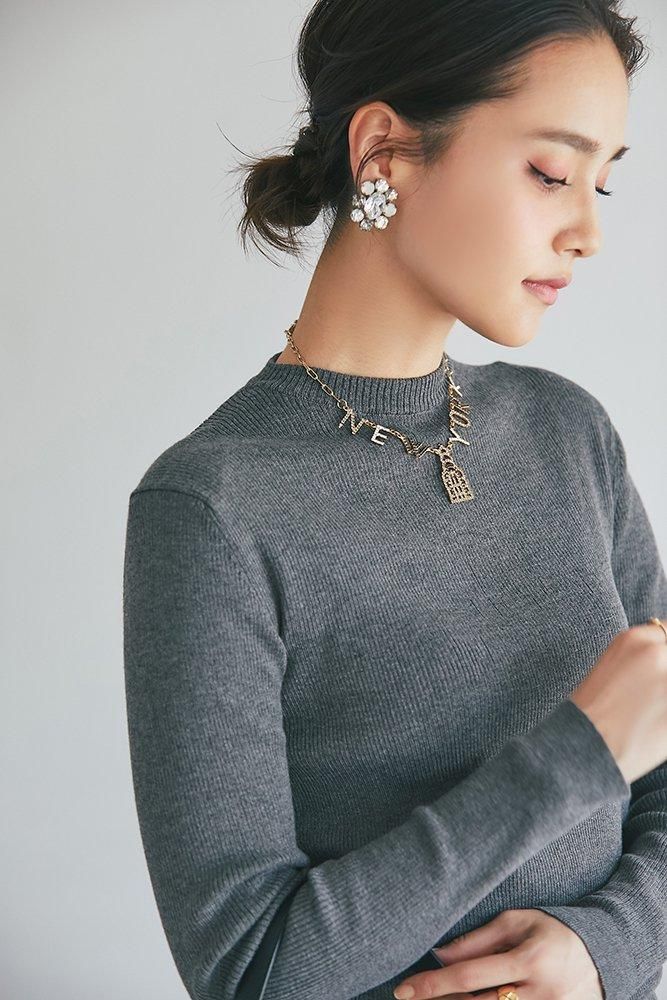 ベーシックリブニット(チャコールグレー) - seventen