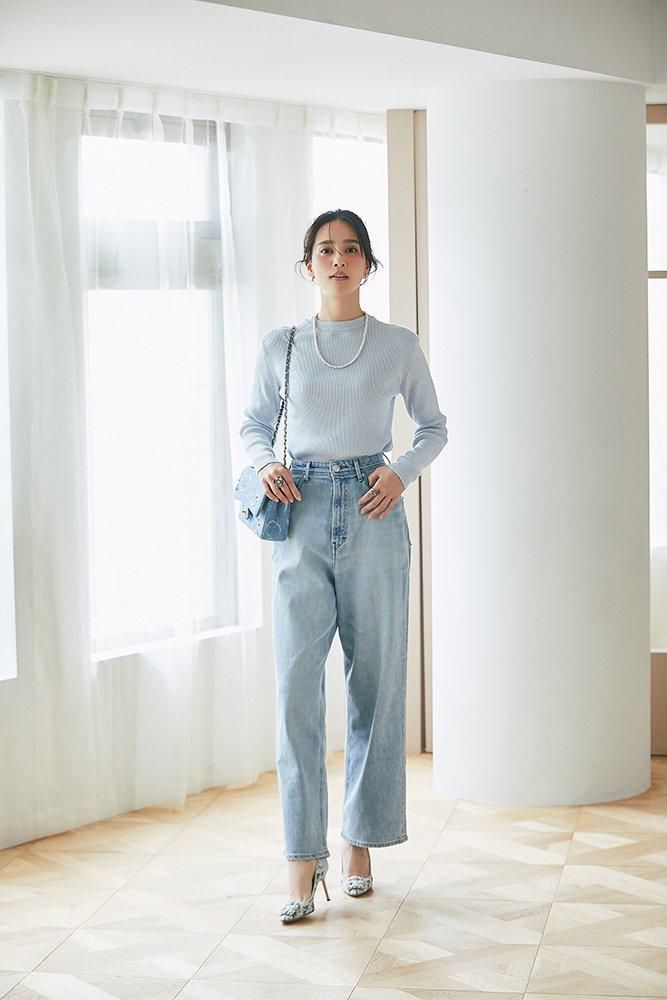 20％off】ベーシックリブラメニット(ライトブルーラメ) - seventen