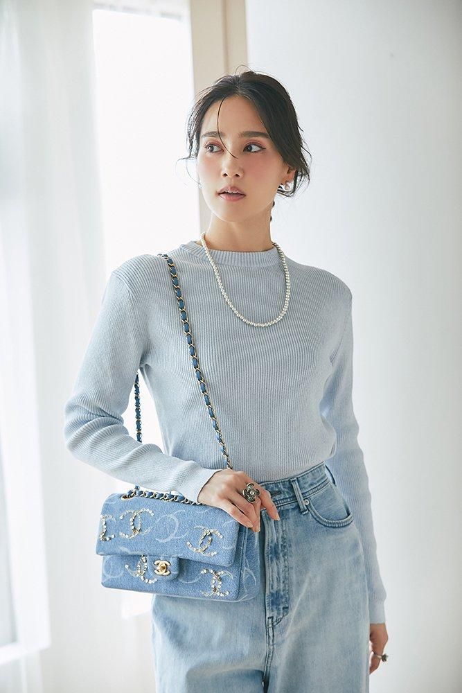 セブンテン　ベーシックリブラメニット(ライトブルーラメ) 20％off】ベーシックリブラメニット(ライトブルーラメ) - seventen