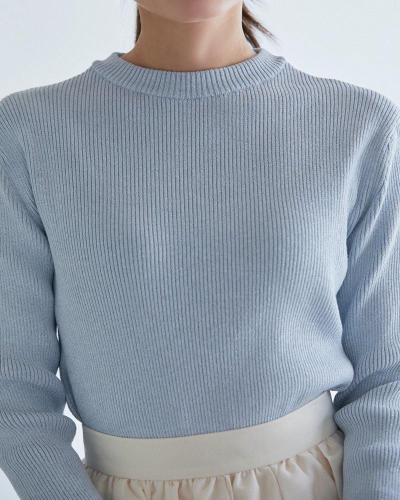 セブンテン　ベーシックリブラメニット(ライトブルーラメ) 20％off】ベーシックリブラメニット(ライトブルーラメ) - seventen