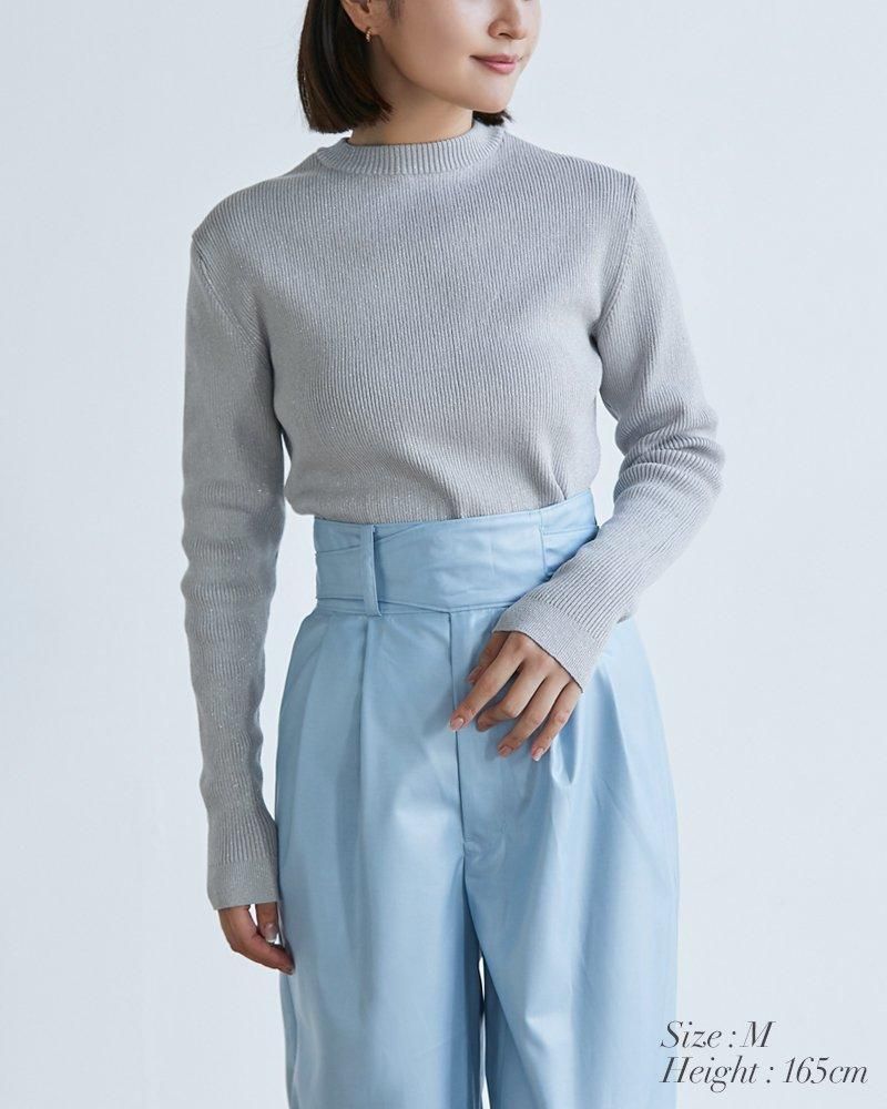 セブンテン　ベーシックリブラメニット(ライトブルーラメ) 20％off】ベーシックリブラメニット(ライトブルーラメ) - seventen