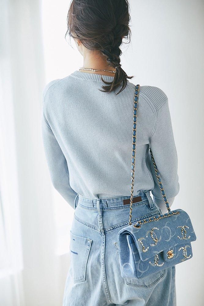 20％off】ベーシックリブラメニット(ライトブルーラメ) - seventen