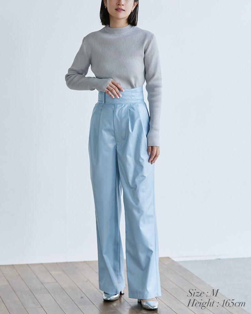 セブンテン　ベーシックリブラメニット(ライトブルーラメ) 20％off】ベーシックリブラメニット(ライトブルーラメ) - seventen