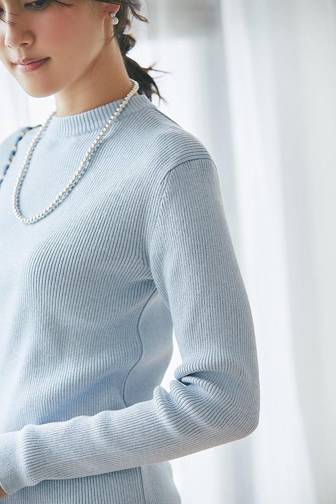 セブンテン　ベーシックリブラメニット(ライトブルーラメ) 20％off】ベーシックリブラメニット(ライトブルーラメ) - seventen