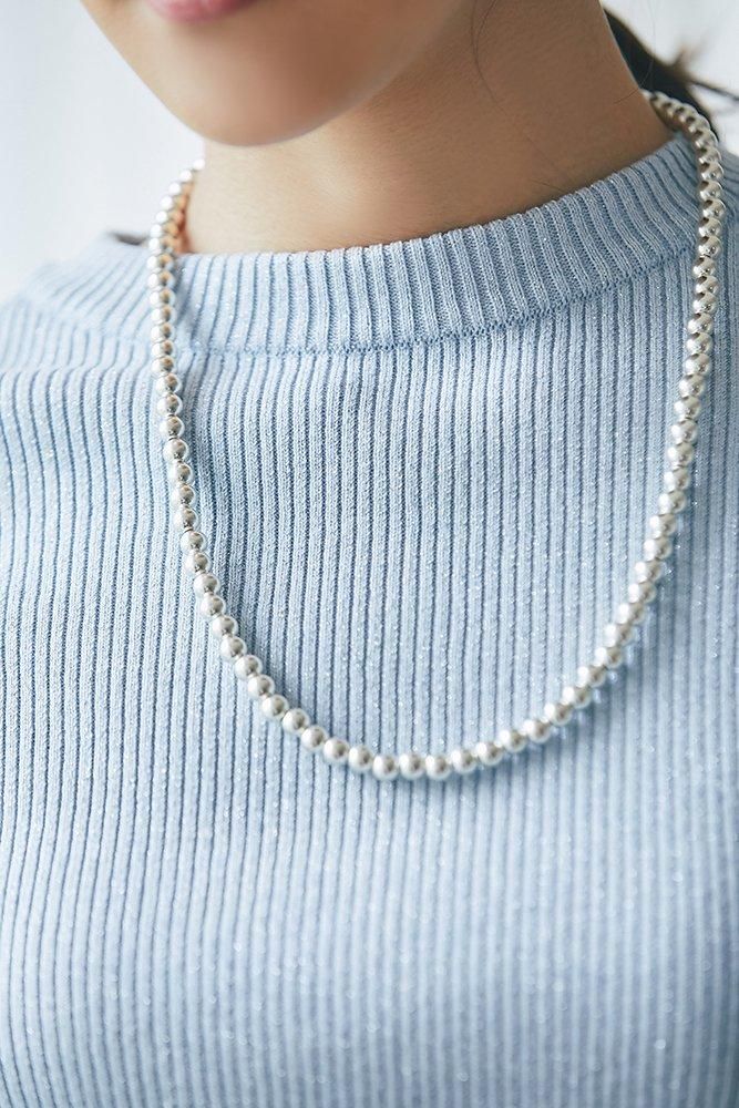 20％off】ベーシックリブラメニット(ライトブルーラメ) - seventen