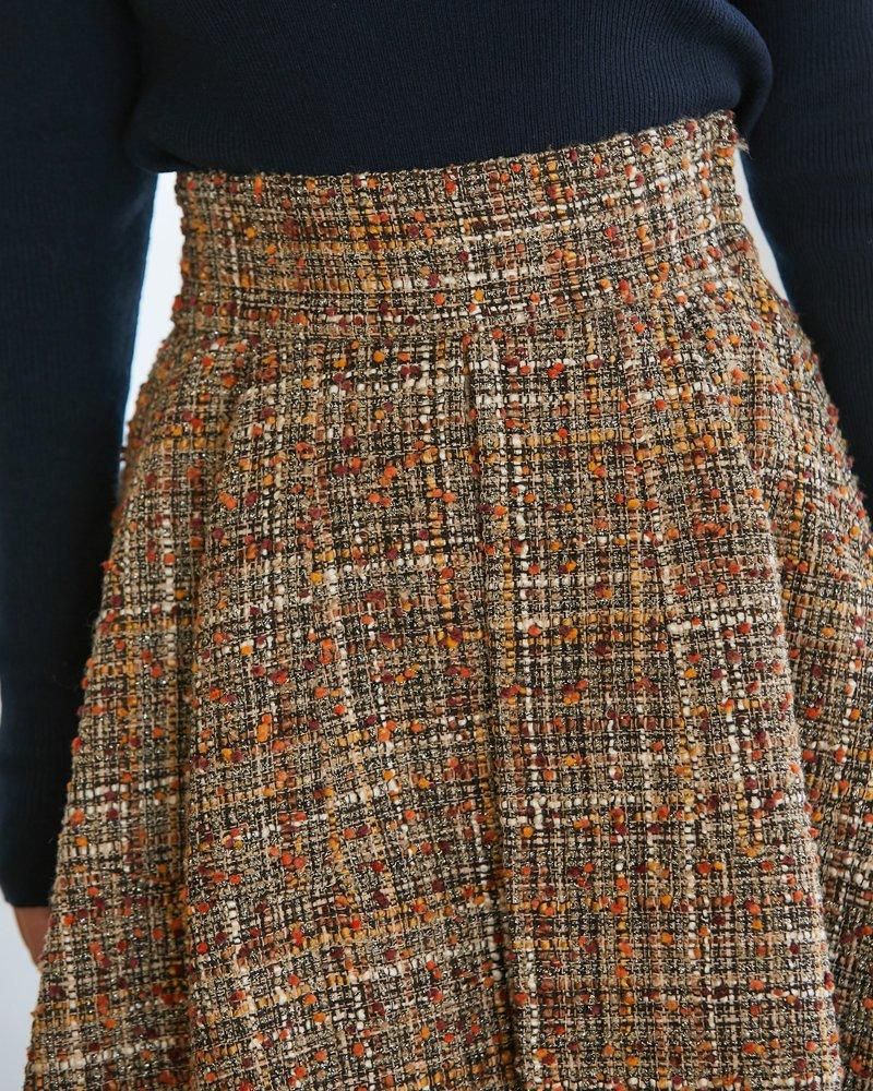 ツイードハイウエストフレアキュロット(ブラウンラメ) - seventen