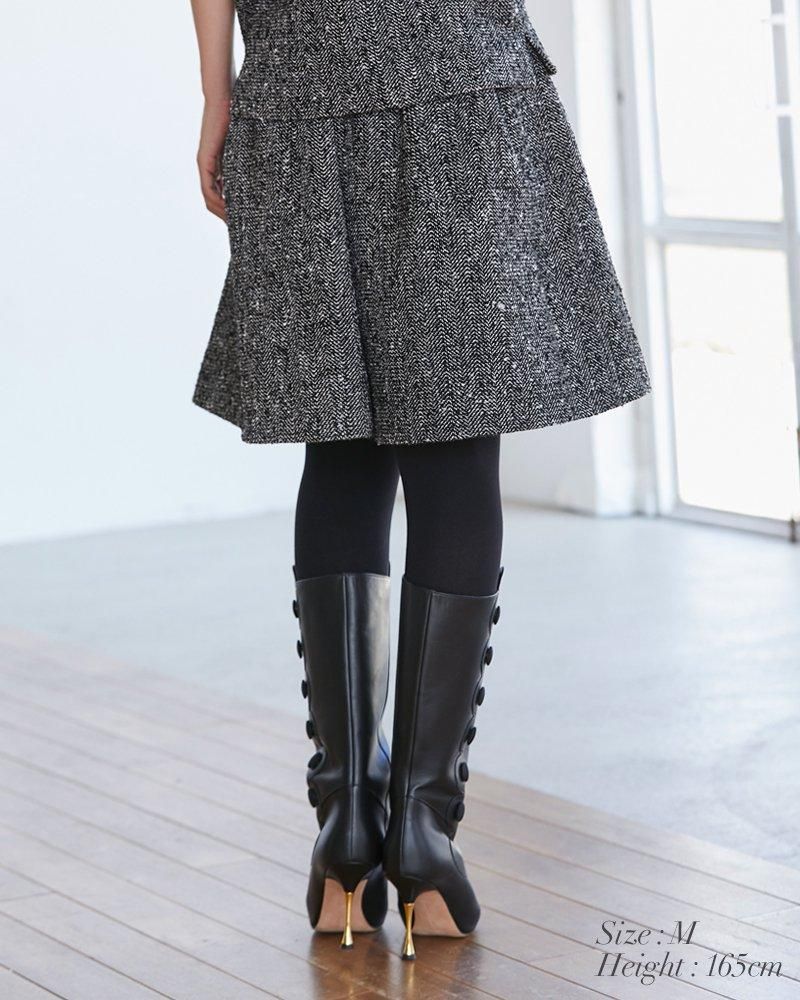 ツイードハイウエストフレアキュロット(ブラウンラメ) - seventen