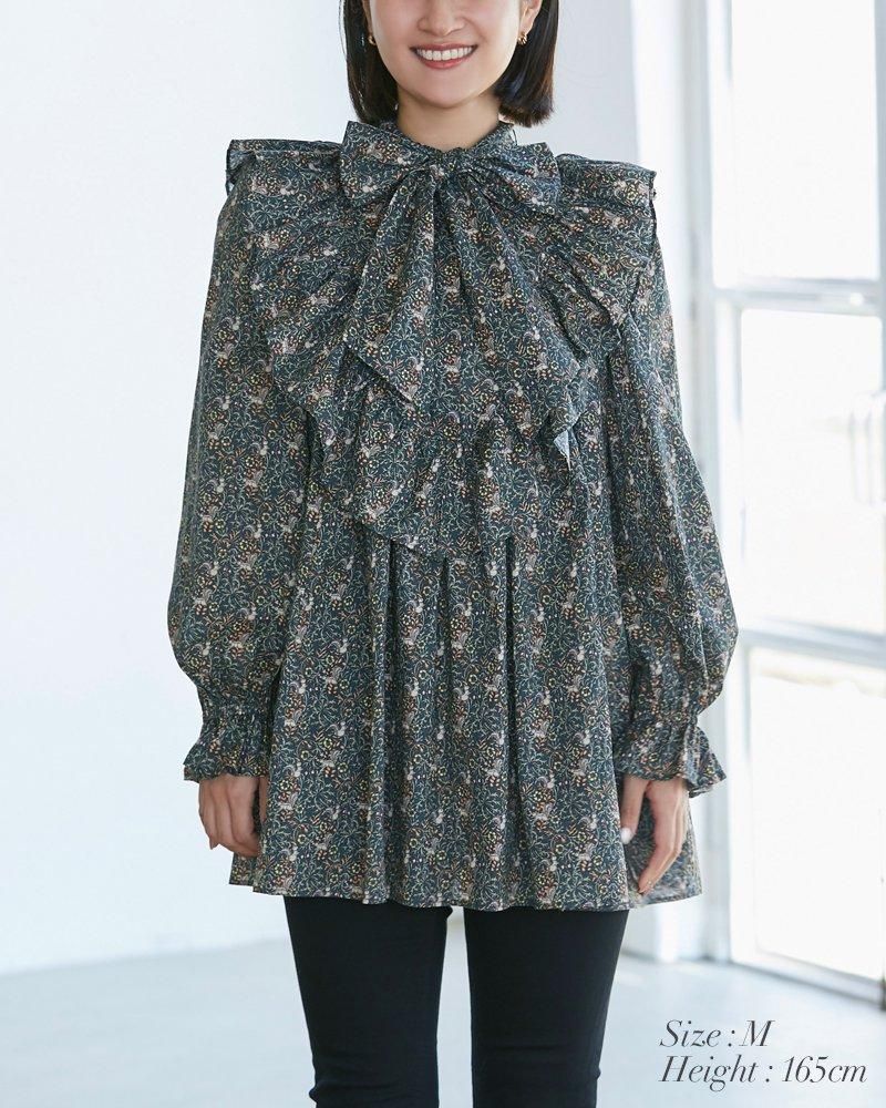 再入荷】スクワロルプリントボウタイチュニック(ダークグリーン