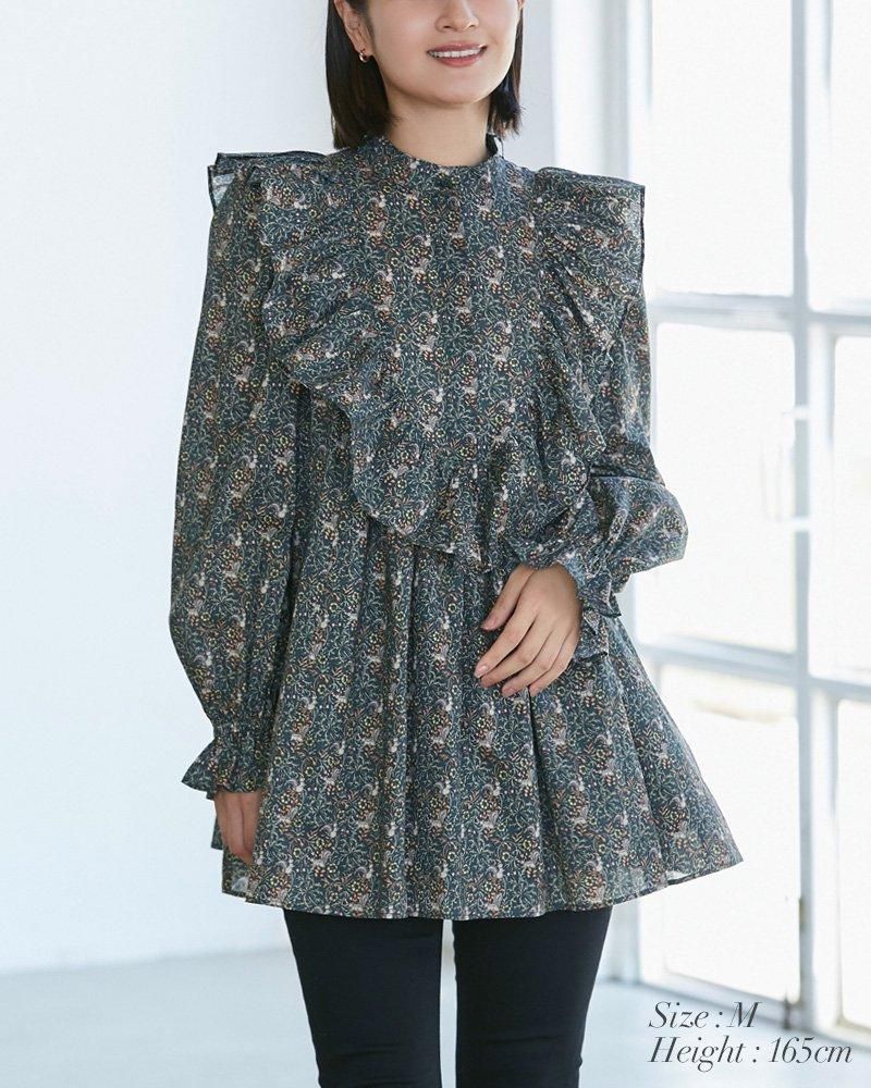 再入荷】スクワロルプリントボウタイチュニック(ダークグリーン 再入荷】スクワロルプリントボウタイチュニック(ダークグリーン