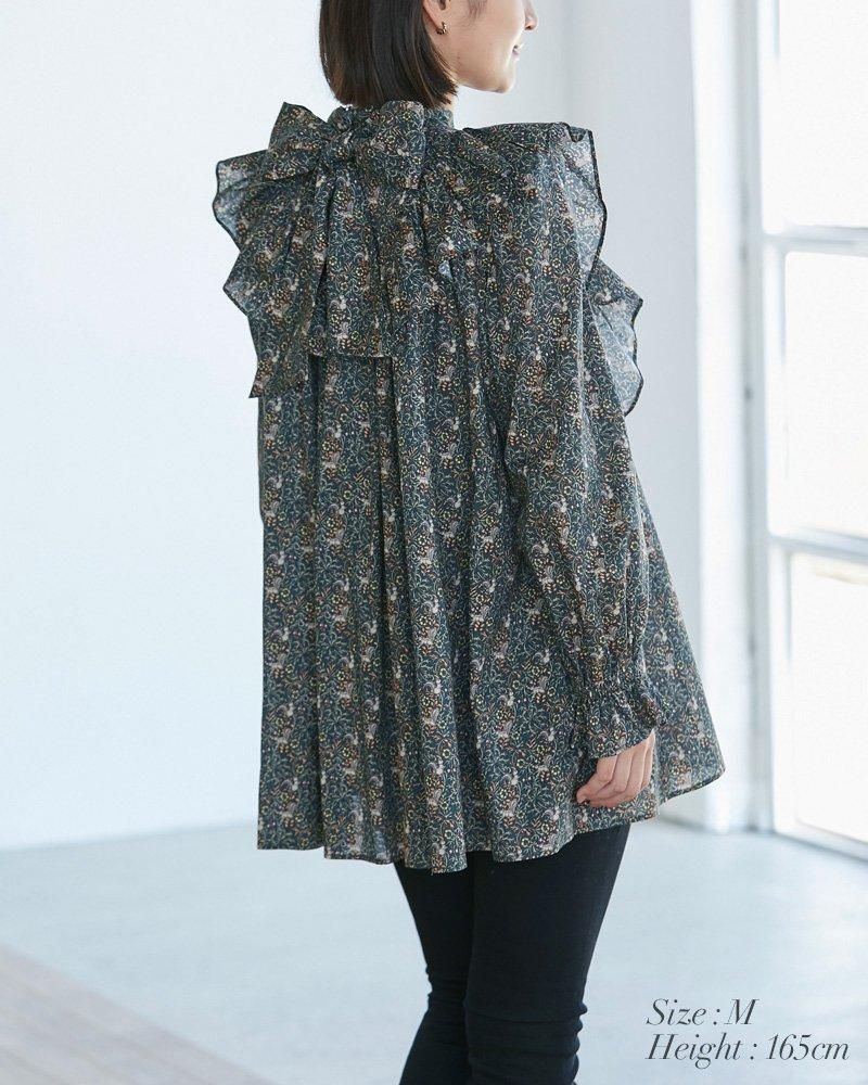 再入荷】スクワロルプリントボウタイチュニック(ダークグリーン