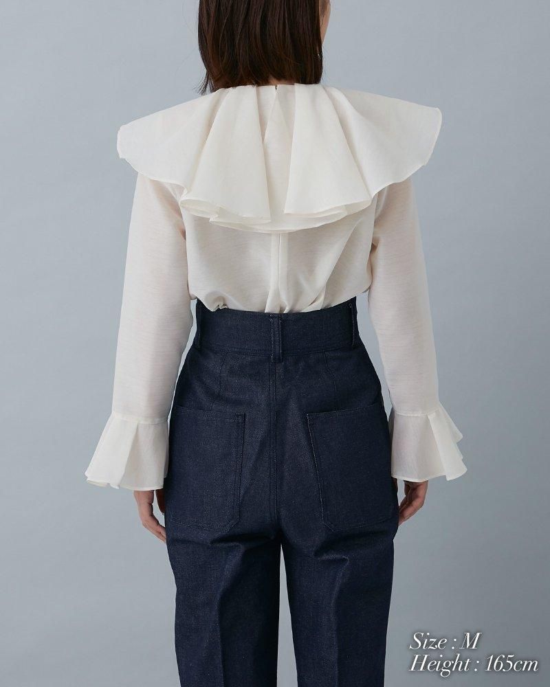 シアーラッフルブラウス(オフホワイト) - seventen