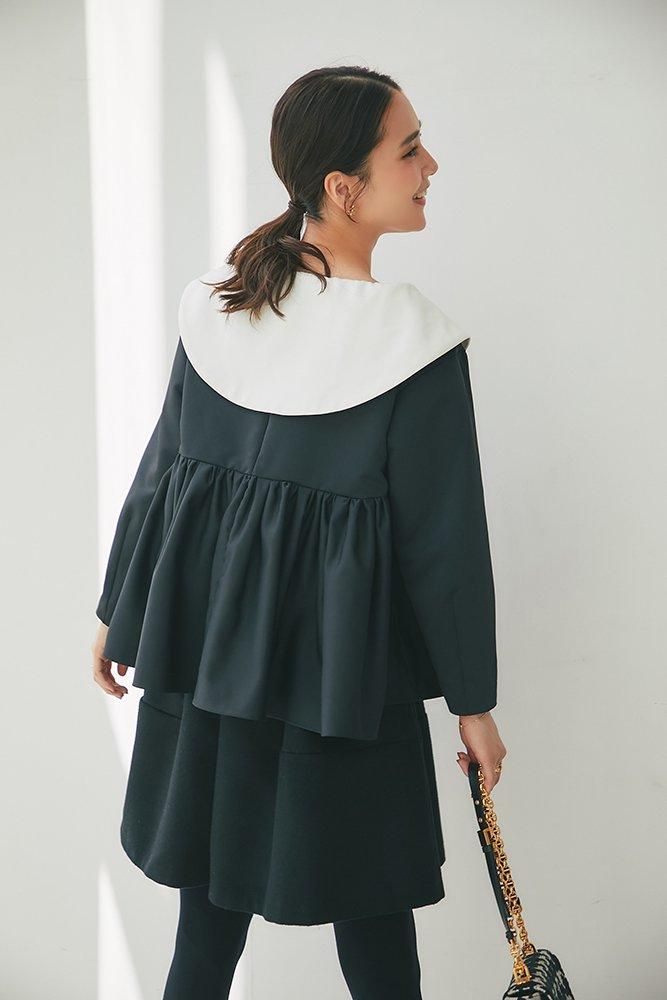 セブンテン　ビッグカラーブラウス　(黒) 20％off】ビッグカラーブラウス(ブラック) - seventen