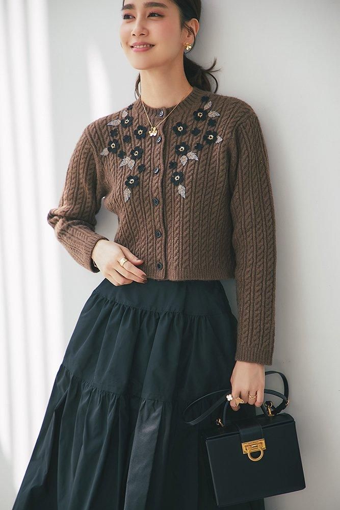 30%off】アップリケケーブルカーディガン(ブラウン) - seventen 30%off】アップリケケーブルカーディガン(ブラウン) - seventen