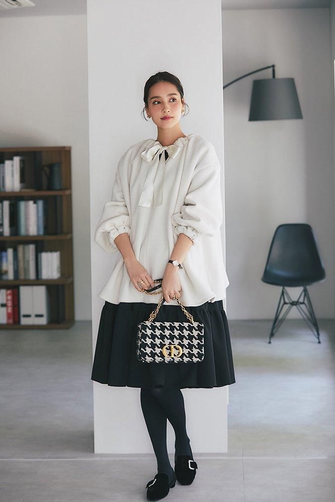 ウールライクティアードワンピース　ブラック ウールライクティアードワンピース(ブラック) - seventen