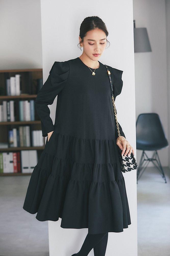 【24AW 完売品】セブンテン ウールライクティアードワンピース オフホワイト ウールライクティアードワンピース(オフホワイト) - seventen